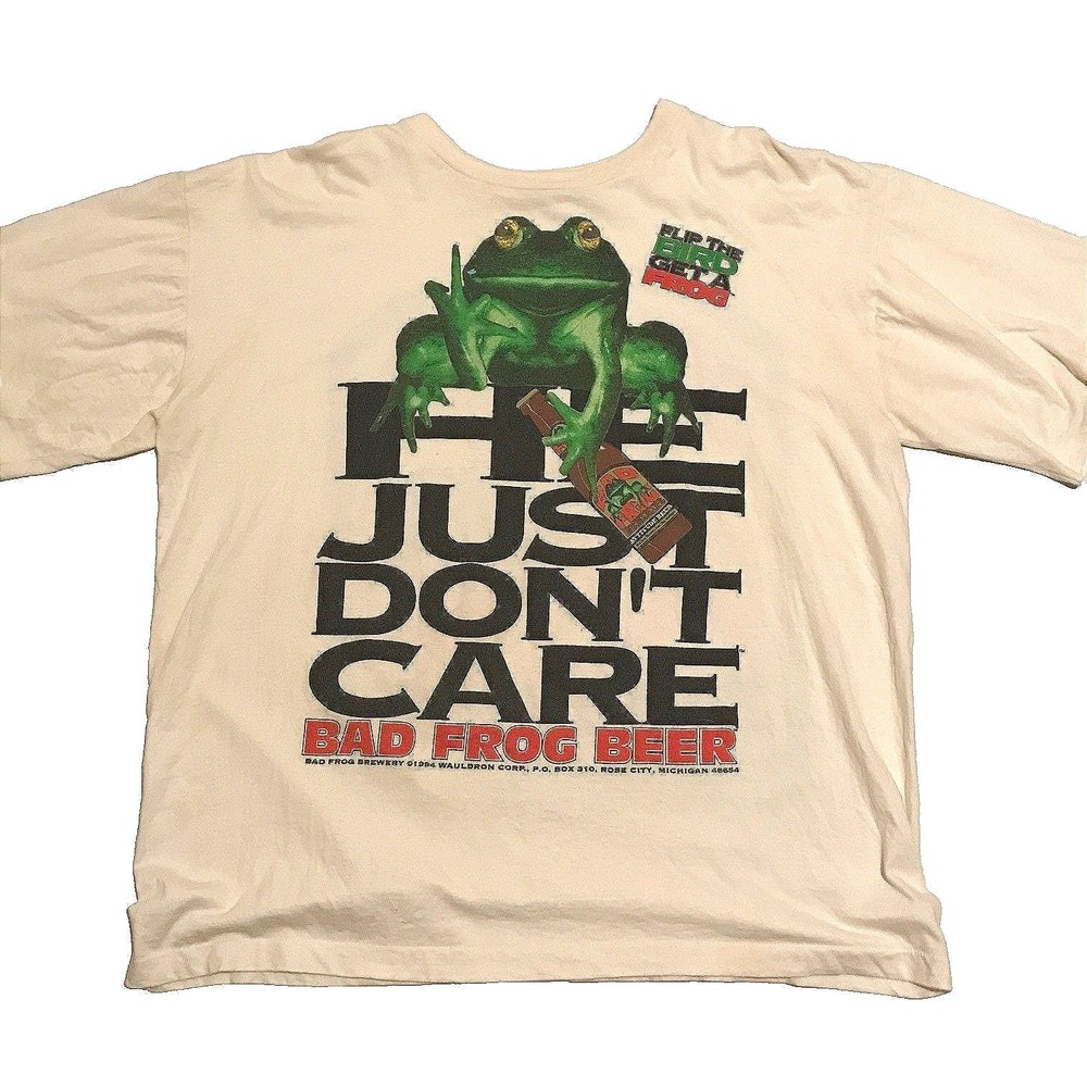 VTG 90s T-Shirt XL Bad Frog Bar Ferret Lizard Graphic RARE Comedy Michigan